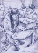 姜飞老师高考美术场景速写画画女孩范画赏析